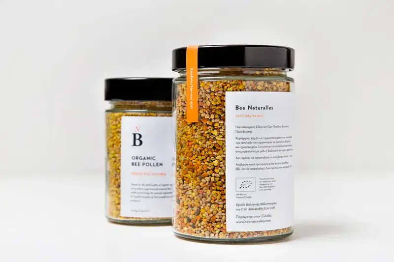 Glas mit Bienen-Blütenpollen