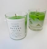 Duftkerze, Iced Matcha Latte, Kerze mit Duft nach Matcha und wildem Honig. Duftende Kerze im Glas schöne Dekoration, Gastgeschenk, Eiswürfelkerze, Hingucker
