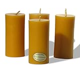 4 schlanke Stumpen Kerzen. BIENENWACHSKERZEN aus reinem Imkerwachs - Kerzen aus der Schwarzwälder Kerzenmanufaktur. Zertifiziert nach dem Europäischen Arzneibuch. Höhe 9,5 cm, Durchmesser 4 cm.