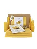 Wachsmann 100% reines Bienenwachs aus Deutschland, Kerzen selber machen Set – 15 Bienenwachsplatten (15 x 20 cm) mit Hanfdochten für 15 Bienenwachskerzen, Dochte 21 cm, Adventskerzen & Geschenk