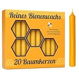 Figura Santa® 20er Set Baumkerzen 100% Bienenwachs-Kerzen als Christbaumkerzen, Adventskerzen, Weihnachtskerzen, Geburtstagskerzen oder Pyramidenkerzen | Brenndauer 2 Stunden