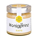 Honig Rapshonig 100% Deutscher Blütenhonig [1 x 250 Gramm] cremiger Raps Honig, ursprünglicher und natürlicher Honiggenuss, Honigprinz Familien-Imkerei