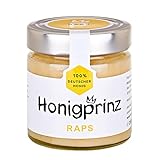 Honig Rapshonig 100% Deutscher Blütenhonig [1 x 250 Gramm] cremiger Raps Honig, ursprünglicher und natürlicher Honiggenuss, Honigprinz Familien-Imkerei