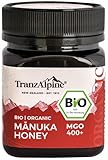 TranzAlpine Manuka Honig MGO 400+ BIO zertifiziert + geprüft - 100% reiner Manukahonig aus Neuseeland mit laborgeprüftem MGO-Gehalt, Original-Imkerabfüllung - 250 g