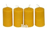 Figura Santa - 4 WABENKERZEN - BIENENWACHSKERZEN - Bio Kerzen aus 100% Bienenwachs - Adventskerzen Weihnachtskerzen Honigkerzen Stumpen Premium Naturkerzen lange Brenndauer - 4er Set - H10cm x Ø5cm