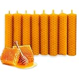 LAMARE Bienenwachskerze Honigwabe 100% Natürlich (8 Einheiten - 10 cm Länge - 2 cm Durchmesser) - OHNE PARAFFINE - Honigkerzen - Handgefertigt 100% Handwerklich.