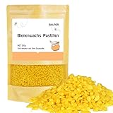 BALFER 100% Reine Bienenwachs Pastillen 300g, für Kosmetik, Kerzen, Cremes, Salben, Seifen, Bienenwachstücher, Kerzenherstellung und Leder-/Holzpflege, Granulat Gelb