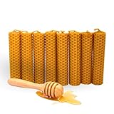 8 Stück – Bienenhonig-Kerzen für Rituale, 100 % natürliches spanisches Reinwachs, handgefertigt – Herkunft Spanien – ohne Paraffin (8 Stück, 10 cm x 2,2 cm)