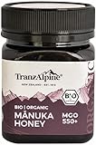 TranzAlpine Manuka Honig MGO 550+ BIO zertifiziert + geprüft - 100% reiner Manukahonig aus Neuseeland mit laborgeprüftem MGO-Gehalt, Original-Imkerabfüllung - 250 g