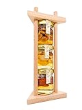 FOODOKO FINEST - Honig Geschenk Set mit Natürlichem Charme und Holzgestell (Akazienhonig mit Walnüssen, Haselnüssen und Mandeln 3x40g)
