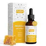 Propolis Tropfen ohne Alkohol - 30 % Propolis Extrakt, geeignet für Kinder, Erwachsene & Haut - mit Vitamin A, C & E - große 50 ml Flasche - Wasserlöslicher Extrakt - Produziert in Deutschland