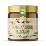 Bio Manuka Honig | 250g | 100% BIO | mit 400+ MGO | in Deutschland laborgeprüfter Methylglyoxal Wert | reines Naturprodukt aus Neuseeland | aus ethischer Imkerei | vom Achterhof