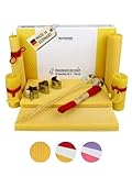 Wachsmann Bienenwachs-Kerzen selber Machen, 5-7 Stück - DIY Kerzen Bastel-Set - Kerzen basteln mit Bienenwachs-Platten aus Deutschland + Dochte, Deko-Band & Ausstechformen