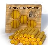 Figura Santa - BAUMKERZEN - hochwertige Kerzen aus 100% reinem BIENENWACHS - 20 Bienenwachskerzen Geburtstagskerzen Christbaumkerzen Chanukkakerzen Kuchenkerzen H10 Ø1,25 cm ca. 2.5 h Brenndauer