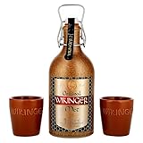 Wikinger Met (0,5l) Geschenkset inkl. 2 Trinkbecher – Original Met Honigwein im Tonkrug aus dem Wikingerland – Fruchtig-aromatischer Honigmet mit feinen Blütenhonignoten – 11 % Vol.