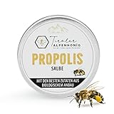 Propolis Salbe mit Bienenwachs, Olivenöl, Propolis Tinktur und Sheabutter. Salbe (40g) von Tiroler Alpenhonig hergestellt in den Tiroler Bergen.