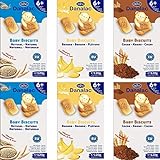 DANALAC Babykekse 120g Kombi-Snack-Pack - 2 Banane, 2 Kakao, 2 Natural Plain - Snacks und Nahrung für Kleinkinder ab 6 Monaten mit Kalzium, Eisen und Vitaminen