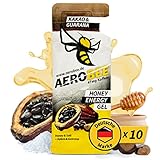 AEROBEE Energy Gel Classic - Kakao & Guarana 10x26g [100% Natürliches Energie Gel aus Honig] richtig leckeres Sportgel für den Ausdauersport, Energy Gel Laufen, Power Gel Sport, Sportnahrung