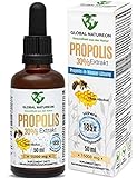 GLOBAL NATUREON® Propolis-in-Wasser-Lösung Extrakt 30% (50 ml) Tinktur 15000 mg Polyphenolen, Flavonoiden und Bioflavonoiden, Terpene, 100% natürlich, alkoholfrei, 185x höhere Bioverfügbarkeit