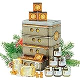 Honig Adventskalender in hochwertiger Bienenkasten-Optik – naturbelassener Honig zum Verschenken oder Kennenlernen | Geschenkset mit über 20 Sorten Honig, Manukahonig, Honigbonbons