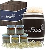 Honig Geschenk-Set 'Landgenuss' (5x50g) verschiedene Sorten im Fass; perfektes Dankeschön Geschenk