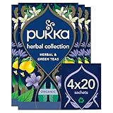 Pukka Tee Set, Bio Kräutertee Selektion, 'Zitrone, Ingwer & Manuka-Honig', 'Kurkuma Aktiv', 'Drei Minze', 'Night Time', 'Feel New', Für jeden Anlass, 4er Pack, 5 Teesorten x4, 80 Teebeutel