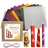 Zakouinn Bienenwachs-Kerzenherstellungsset für Kinder - 12 Klassisch Farben, Bienenwachsblätter zur Kerzenherstellung, Bienenwachskerzen-DIY-Kit für Erwachsene, 20 x 20 cm