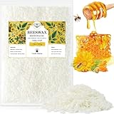 Weiße Bienenwachs Pastillen 453G, VEGISHINE Bienenwachs Bio für Kosmetik, Kerzenwachs für die Kerzenherstellung, Reines und natürliches Bienenwachs für Hautpflege, Lippenbalsam, Polieren und Lotion