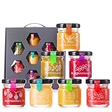Honig Geschenkset – 7x40g mit gefriergetrockneten Beeren & Kräutern: Ingwer, Himbeere, Thymian, Pfefferminze, Sanddorn – Eine süße & einzigartige Überraschung für jede Gelegenheit.