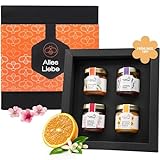Immenwunder Honig Geschenk Set 'Alles Liebe', hochwertige Geschenk-Verpackung, 4x50g Honige Lavendelhonig, Orangenblütenhonig, Kirschblütenhonig & Sonnenblumenhonig, ideales Präsent