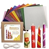 Zakouinn Bienenwachs-Kerzenherstellungsset für Kinder - 12 Klassisch Farben, Bienenwachsblätter zur Kerzenherstellung, Bienenwachskerzen-DIY-Kit für Erwachsene, 20 x 20 cm