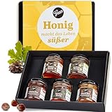 Gepp's Feinkost Mini Honig Set I 5 Sorten Gourmet Honig aus Griechenland I Geschenkset I 5x50g Probierset I Geschenkidee mit Sorten wie Pinienhonig, Choco Bee als Brotaufstrich