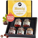 Gepp's Feinkost Honig Set zu Weihnachten I 5 Sorten Gourmet Honig aus Griechenland I Weihnachts-Geschenk für jeden Anlass I 5x50g Probierset mit Sorten wie Pinienhonig, Choco Bee als Brotaufstrich