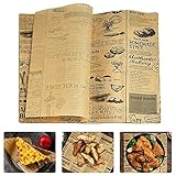 KLYNGTSK 100 Blatt Deli Papierblätter Sandwich Wrap Papier Fettdicht Backpapier Lebensmittel Wachspapier 25cm x 25cm Deli Basket Liner Antihaft Hamburgerpapier für Sandwich Pommes Frites Kuchen Brot