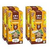 3Bears WILD KIDS Bio Porridge für Kinder Kakao-Banane 4 x 350g I Gersten- und Dinkelvollkorn-Haferflocken für ein gesundes Frühstück I Leckere Hafer-Bowls mit wertvollen Zutaten I Ohne Zuckerzusatz